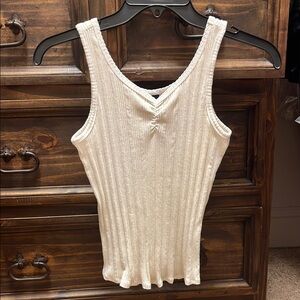 Art Class Cream Ribbed Fitted Tank Top